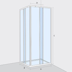 Box doccia cabina angolare 80x80, riducibile su misura da cm.80 a cm.68