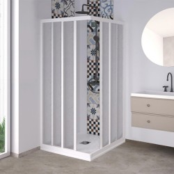 Box Doccia con Apertura Angolare in Acrilico con Profili in Alluminio Riducibile “Made in Italy” (Bianco, 80x80cm riducibile)